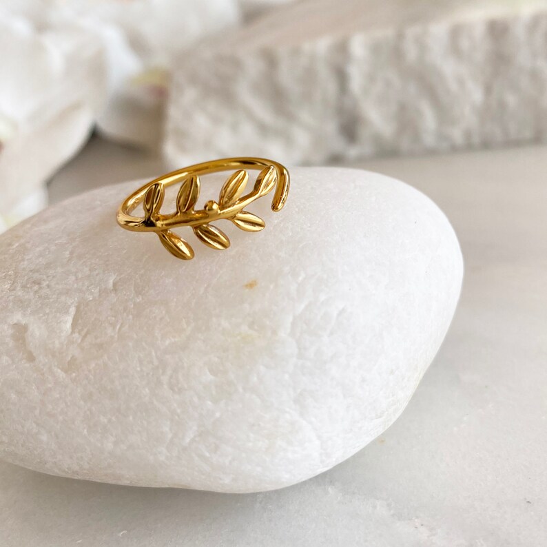 Olive Leaf Ring Botanical Ring Olive Branch Ring Dainty Etsy