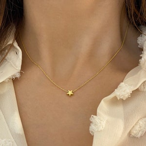 Gold Star Pendant Choker, Dainty Small Star Necklace, Extra Tiny Star Jewelry, Layered Necklace