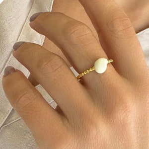 Chunky gold ring, Tiny drop ring, Chevalier Ring , Adjustable Ring, Minimalist Ring, White drop ring, White enamel ring, Stacking rings