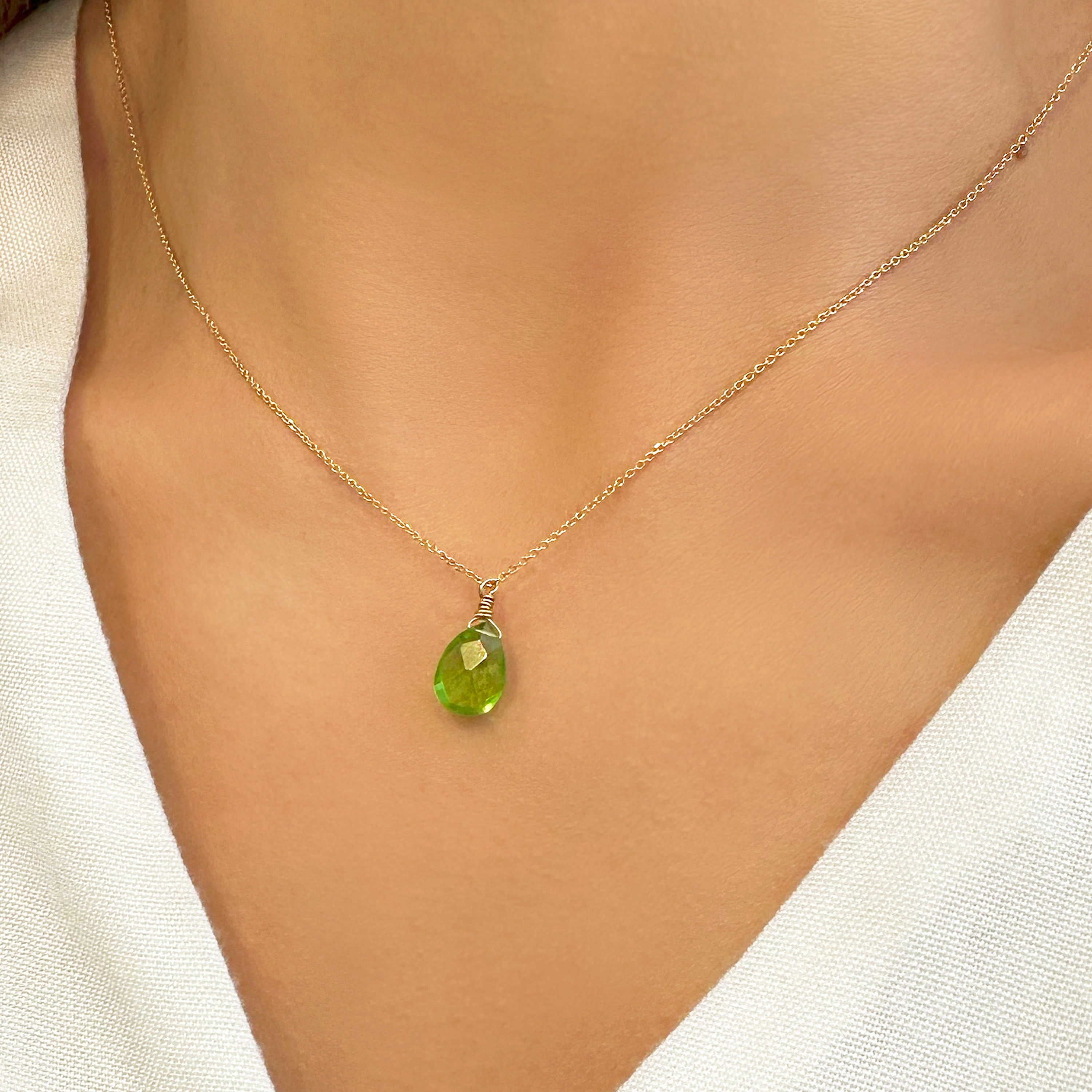 Real Peridot Necklace August Necklace August Birthstone Necklace Peridot Teardrop Necklace Birthday Gifts Jewelry Gift for Her Etsy