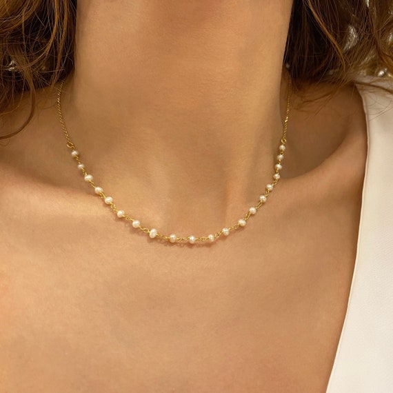 Real Pearl Necklace, Dainty Pearl Choker, Rosario Necklace, Genuine Pearl  Choker, Layered Necklace, Real Pearl Choker, Real Pearl Jewelry - Etsy
