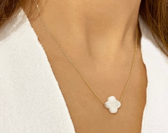Mother of Pearl White Cross Necklace, Pearl Cross NecklaceBridesmaid Gift, Bridesmaid necklace, Courage necklace, Dainty White Cross Pendant