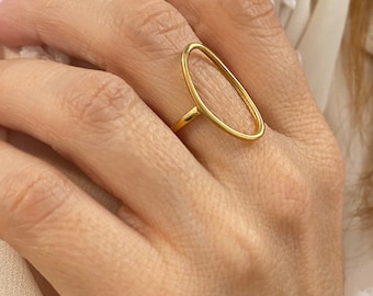 Open Oval Ring, Open Circle Ring, Oval Karma Ring, Simple Oval Ring, Dainty Thin Ring, Hollow Oval ring, Hollow Oval Ring, Minimalist Ring