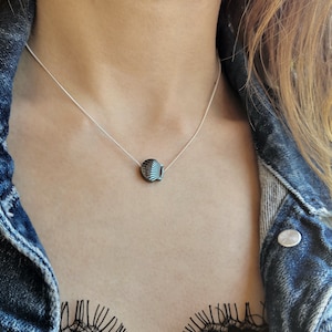 Good Luck Necklace, Black shell Necklace, Real Hematite Necklace, Black Gemstone Necklace, Minimalist Necklace, Hematite pendant