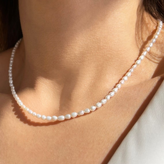 Buy Real Pearl Necklace Stacking Necklace Small Pearl Necklace Seed Pearl Necklace Genuine Pearl Choker minimalist Necklace layered Necklace Online in India Etsy