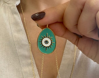 Griechische Böse Auge Halskette, Böse Auge Schmuck, Viel Glück Halskette, Stapeln Halskette, Blau Auge Anhänger, Geburtstagsgeschenke, Schmuck Geschenk für sie