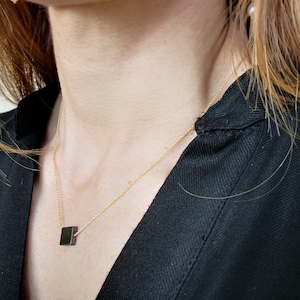 Fidget Necklace, Real Hematite Necklace, Minimalist Necklace,  Gemstone Necklace, Hematite choker, Square hematite geometric necklace
