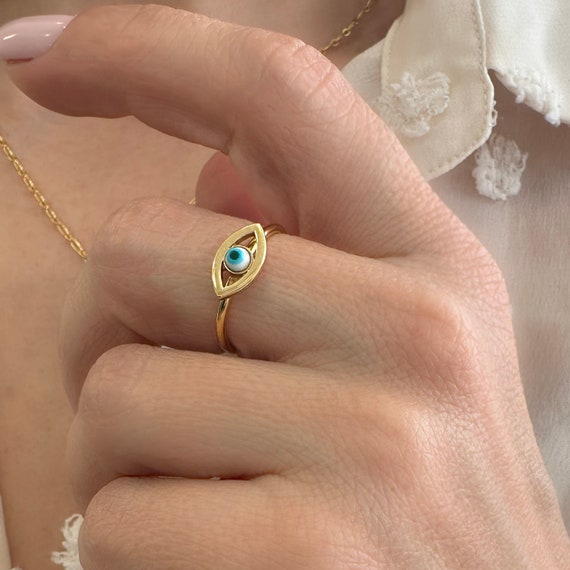 Gold Evil Eye Ring Good Luck Ring Chevalier Ring Greek Evil Eye Ring Chunky Gold Ring Lucky Eye Ring Adjustable Ring Minimalist Ring Etsy Canada