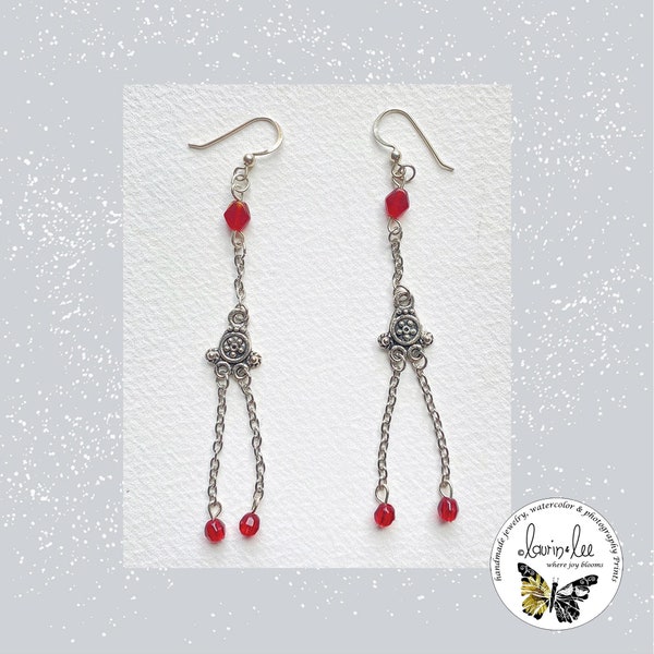 Red and Silver Earrings