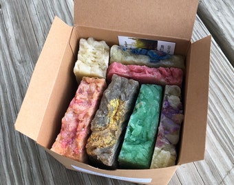 Soap Sampler Box~ 2 lb. of Soap Sticks ~  Mini Soap Bars~ Spa Gift Set ~ for Face and Body  ~ Vegan ~ Party Favor ~ Birthday ~