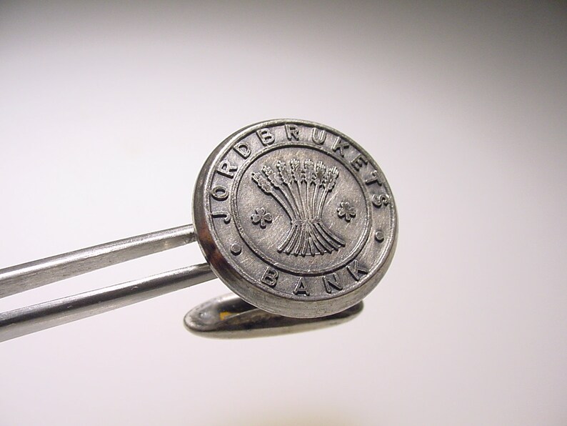 Vintage Silver Tone Sporrong Jordbrukets Bank of Agriculture Cuff Links
