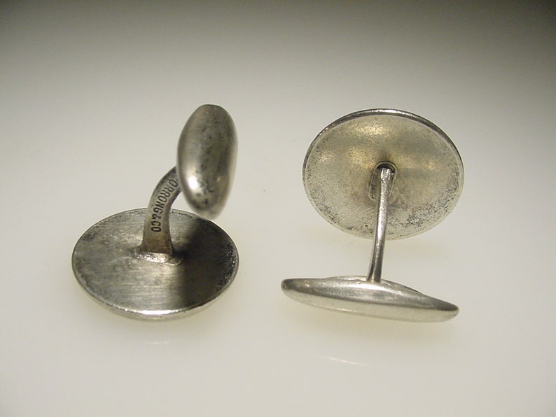 Vintage Silver Tone Sporrong Jordbrukets Bank of Agriculture Cuff Links
