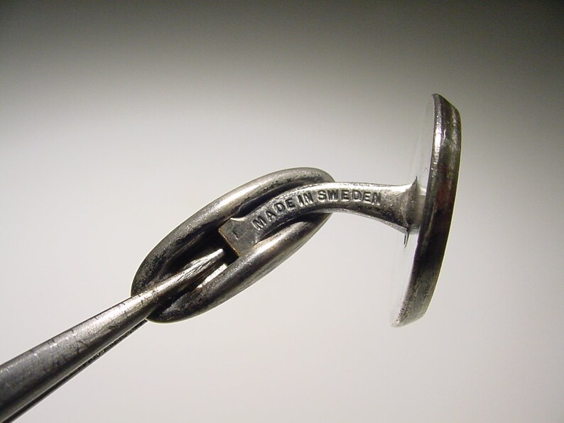 Vintage Silver Tone Sporrong Jordbrukets Bank of Agriculture Cuff Links