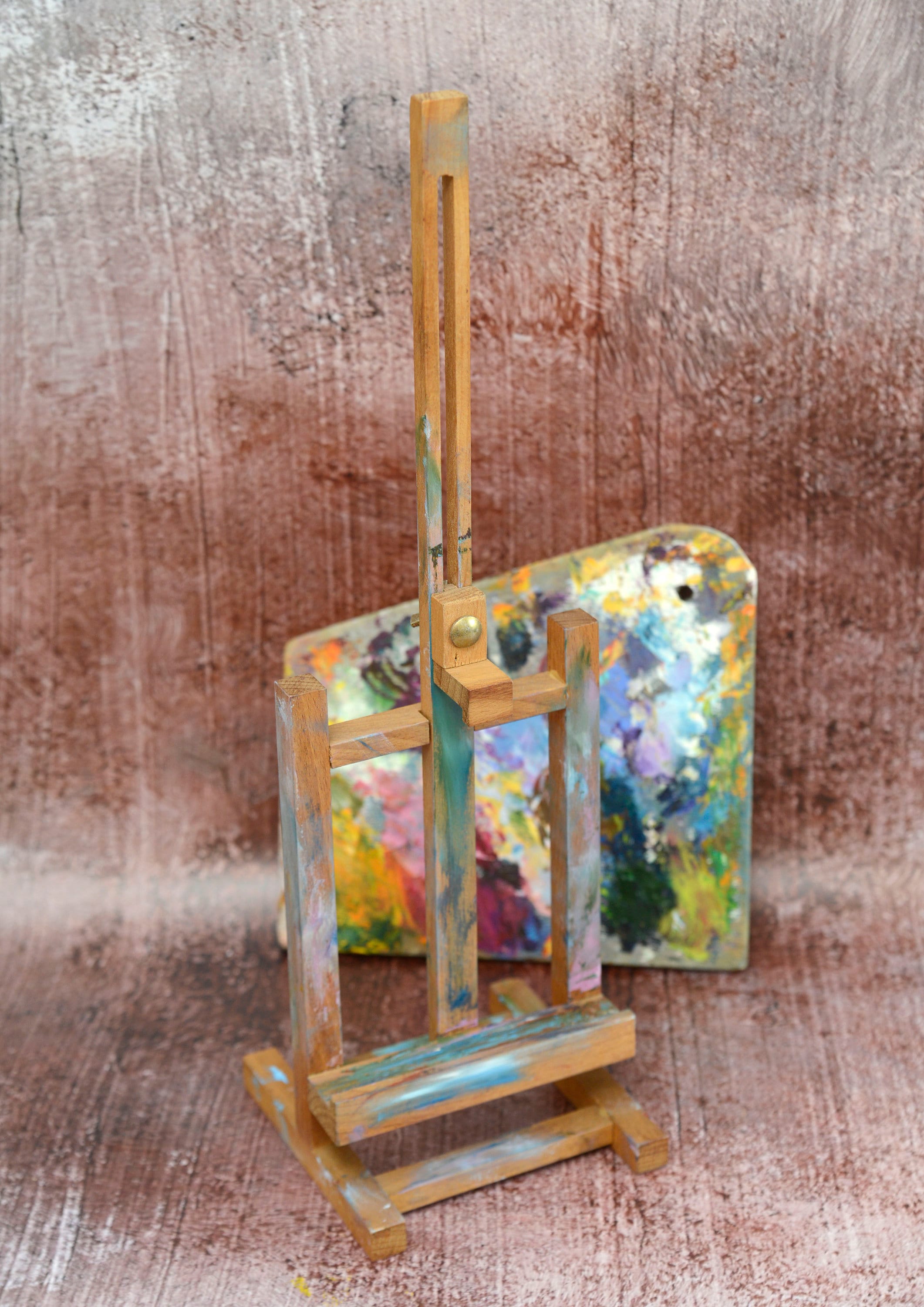 Vintage small wooden painting easel Table easel Artist palette Etsy