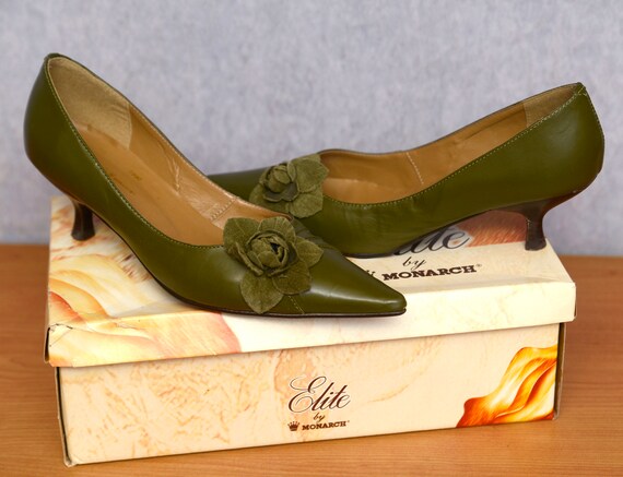 Olijfgroene Pumps Salie Schoenen Vintage Dames Schoenen Hakken - Etsy  Nederland