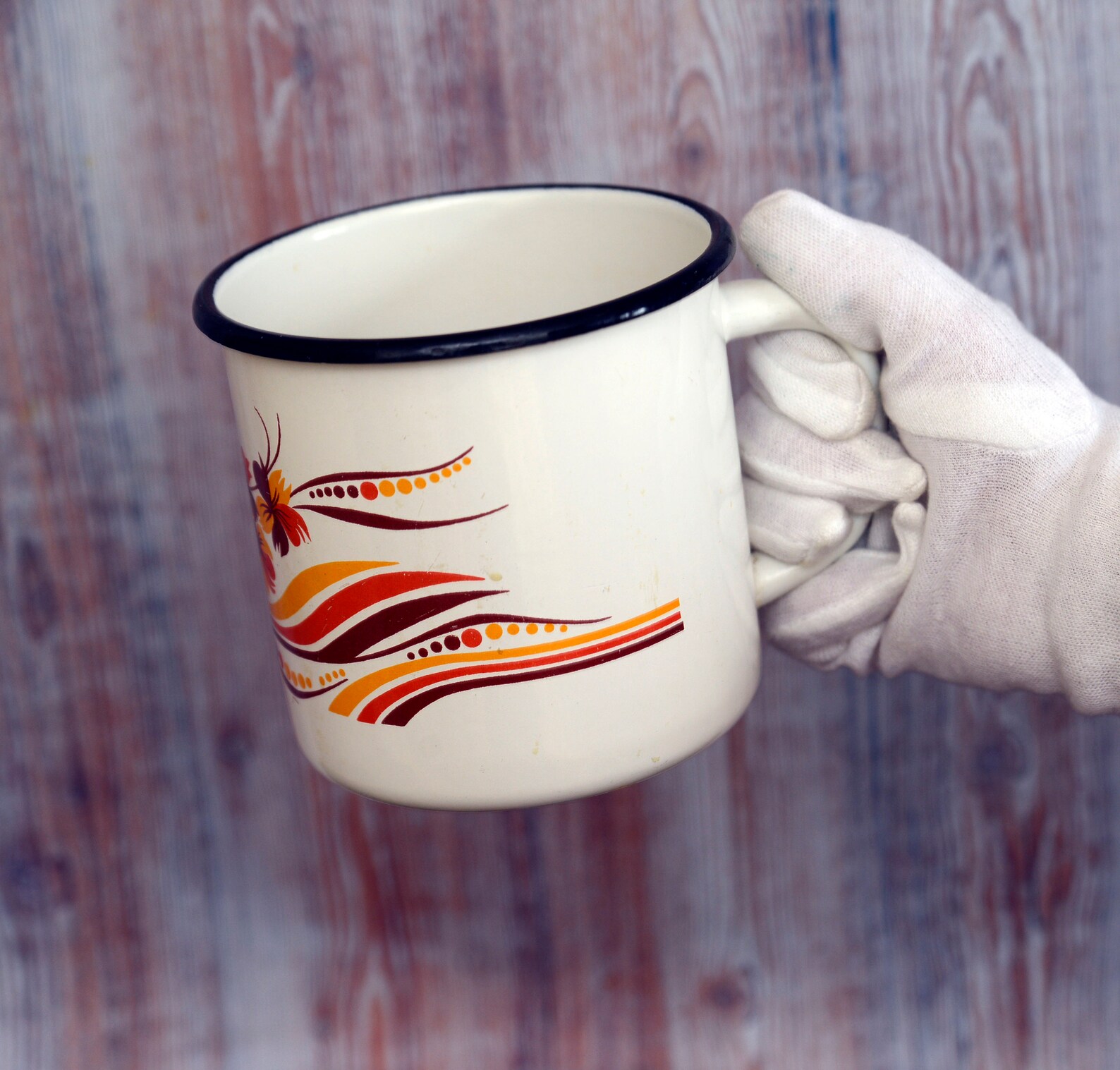 Large enamel mug Russian metal cup Soviet enamelware Camping Etsy