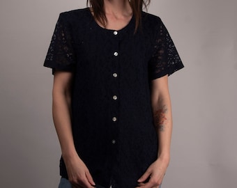 Vintage 1980s Chinese Lace Blouse Size 10/12