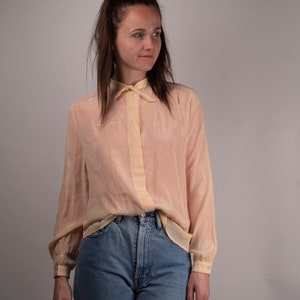 Vintage Silk Sheer Blouse | 1970s Silk Blouse | Made In Italy |Size 10