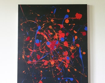 Comet rain | Galaxy | Blue/Black | Pollock inspired | 50X60 | unique painting gift |