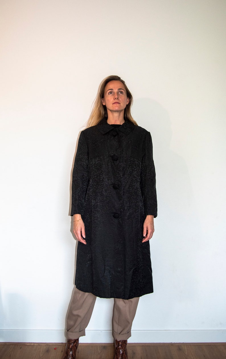 Vintage Red Pockets Button Print Fall Long sleeve Coat