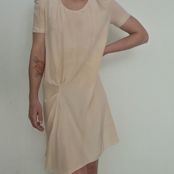 Vintage Silk Dress | 1990s | Vanessa Bruno | offwhite 100% | Size 6/8