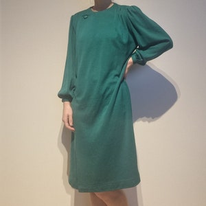 Vintage Puff Sleeve Dress | 1970s | Sea Green | Walwey Hosiery | Size 8/10