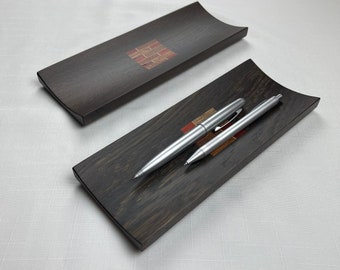 Wooden Pen Tray, Wooden pencil holder, Smoked Oak, Schreibtisch-Organizer, Stiftebox, wooden pencil case, Bleistifthalter aus Holz,