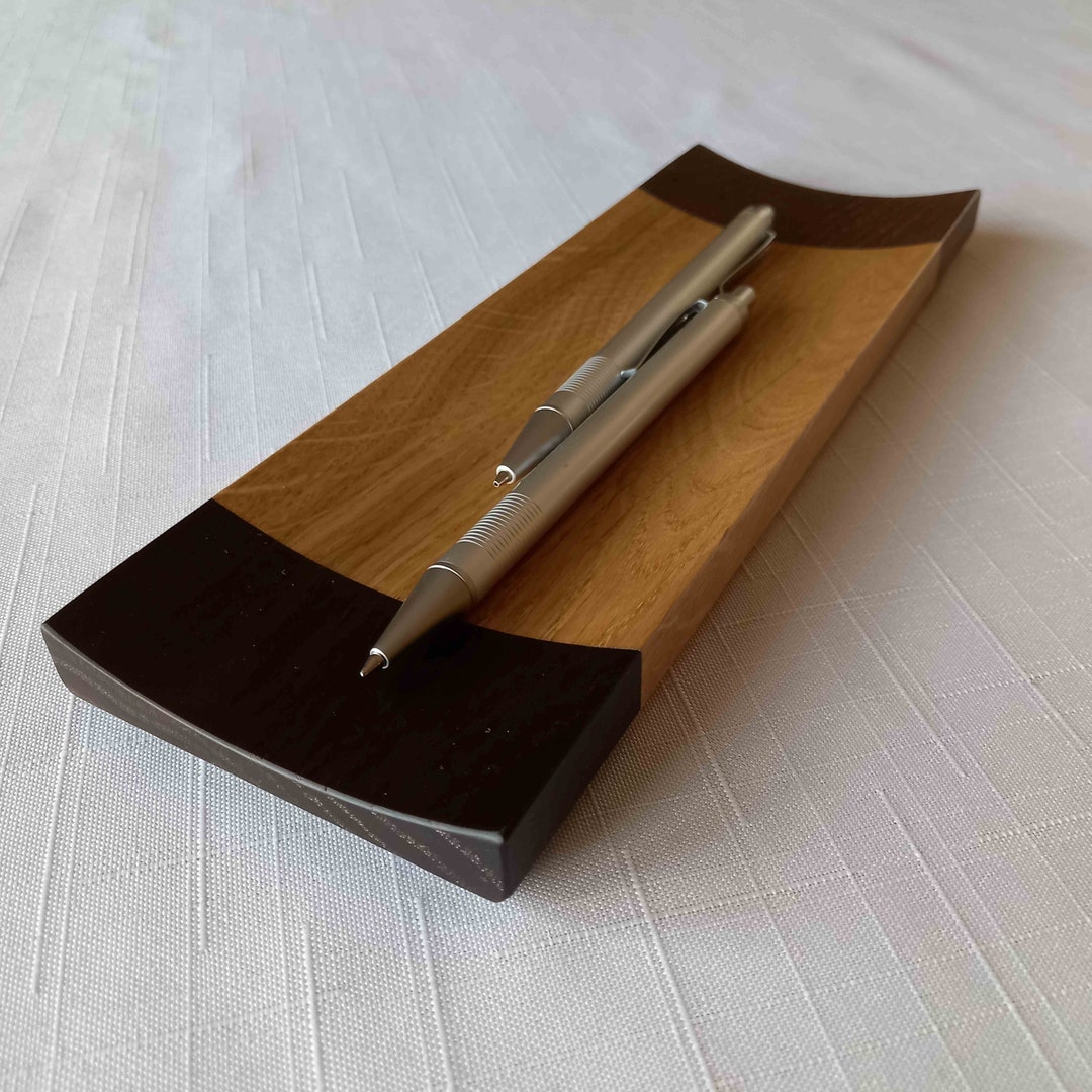 Wooden Pen Tray Wooden Pencil Holder Oak Smoked Oak Etsy