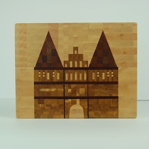 End Grain Cutting board, Lübeck, 345x270x33mm, Chopping board, Schneidebrett Lübeck