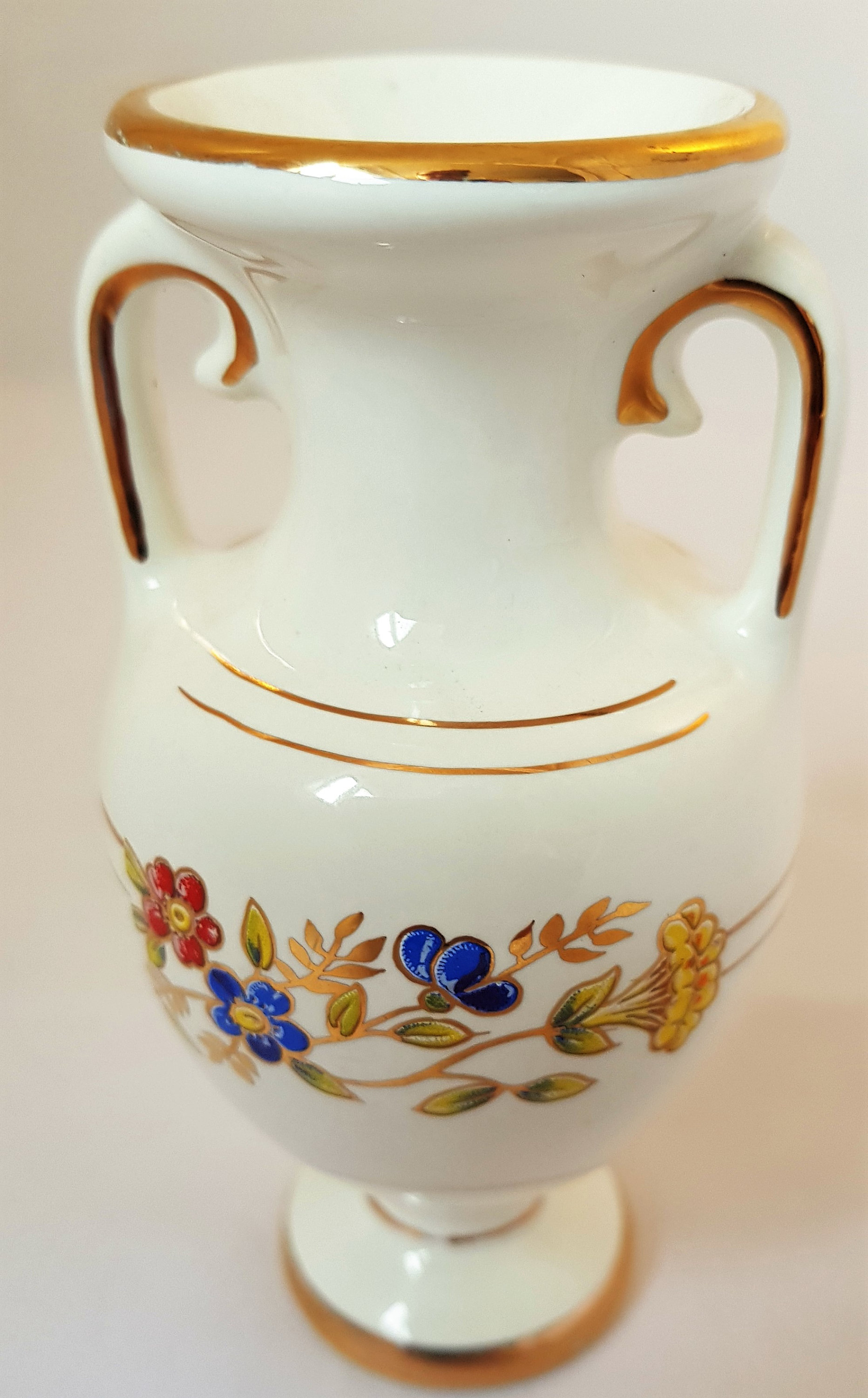 Vintage Collectable Fakiolas 24k Gold Rimmed Greek Urn Vase Etsy