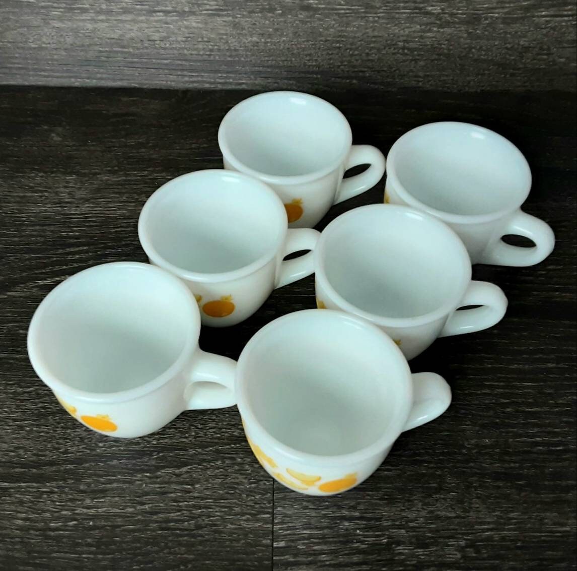 Vintage Espresso Cups Cerve Milk Glass, Retro White Glass Coffee