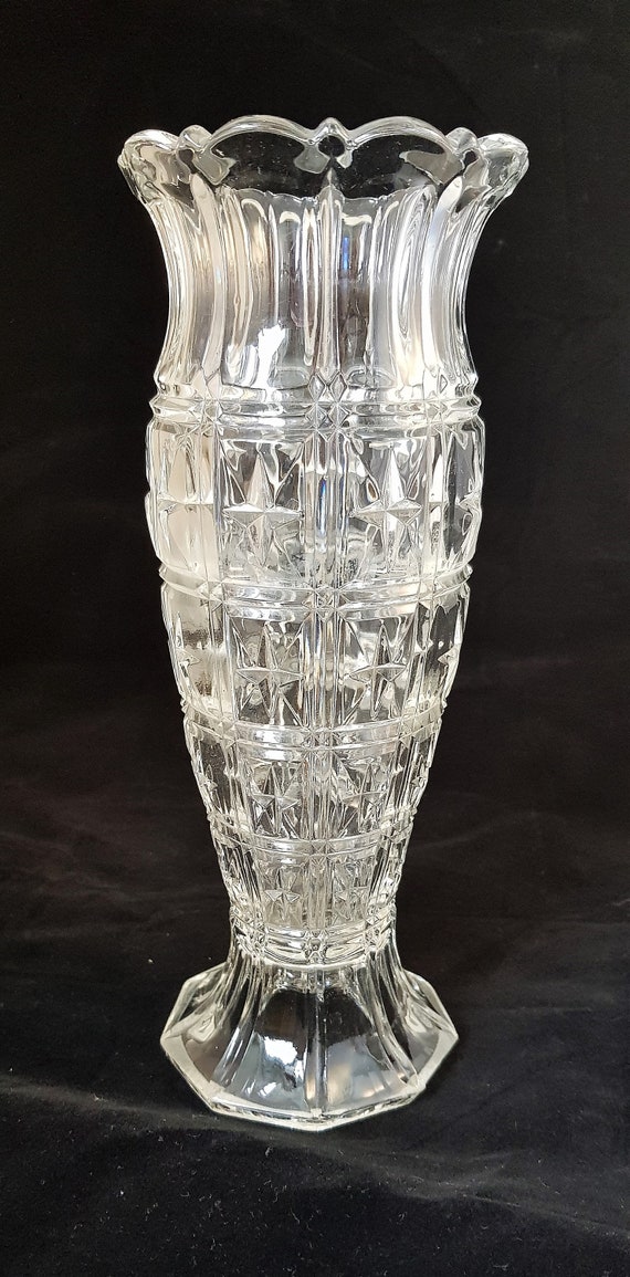 Vintage Antique Crystal Cut Glass 1950s Vase Retro Glass Flower Vase il 570xN 88r9
