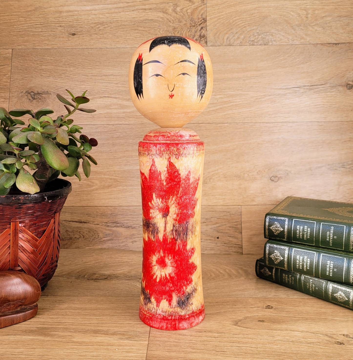 Vintage Large Wooden Japanese Kokeshi Doll Signed, Traditional
