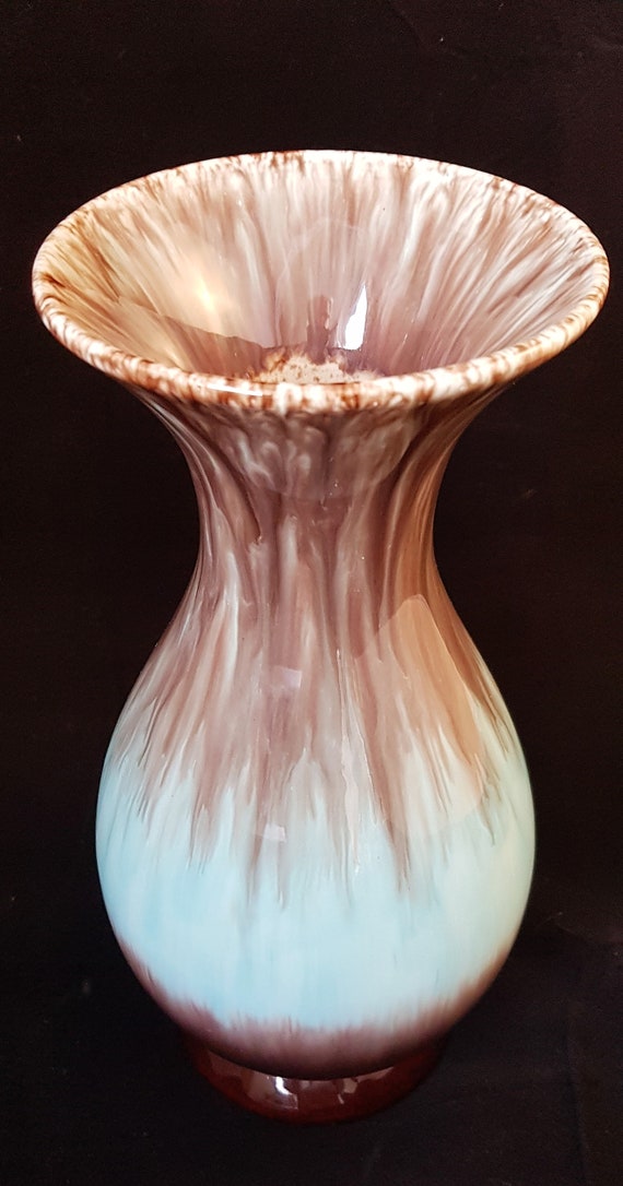 Mid Century Bay Keramik High Glazed Brown And Duck Egg Blue Vase Vintage West German Ceramic Vase 60s il 570xN cs08