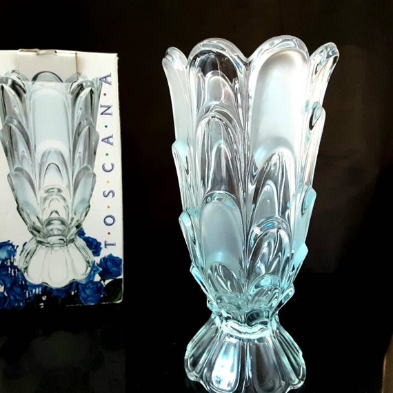 Vintage Toscana Bohemia Crystal Vase Frosted Accents Retro - Etsy