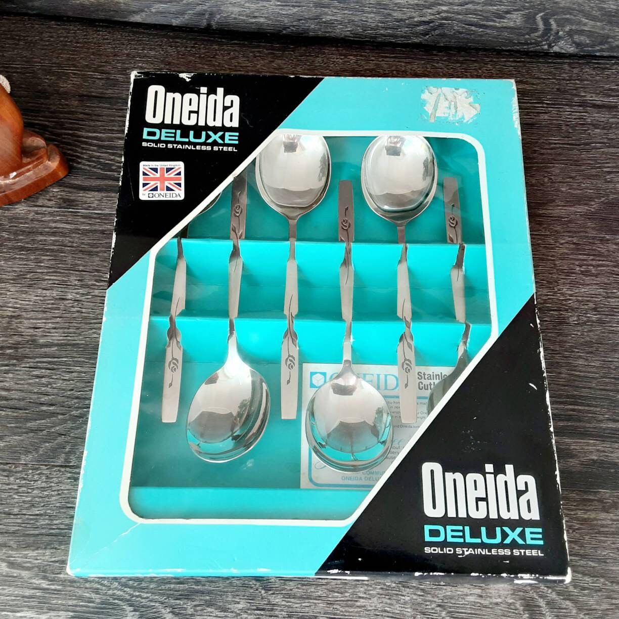 Vintage ONEIDA Stainless Steel Soup Spoons Retro Boxed Set of Etsy UK