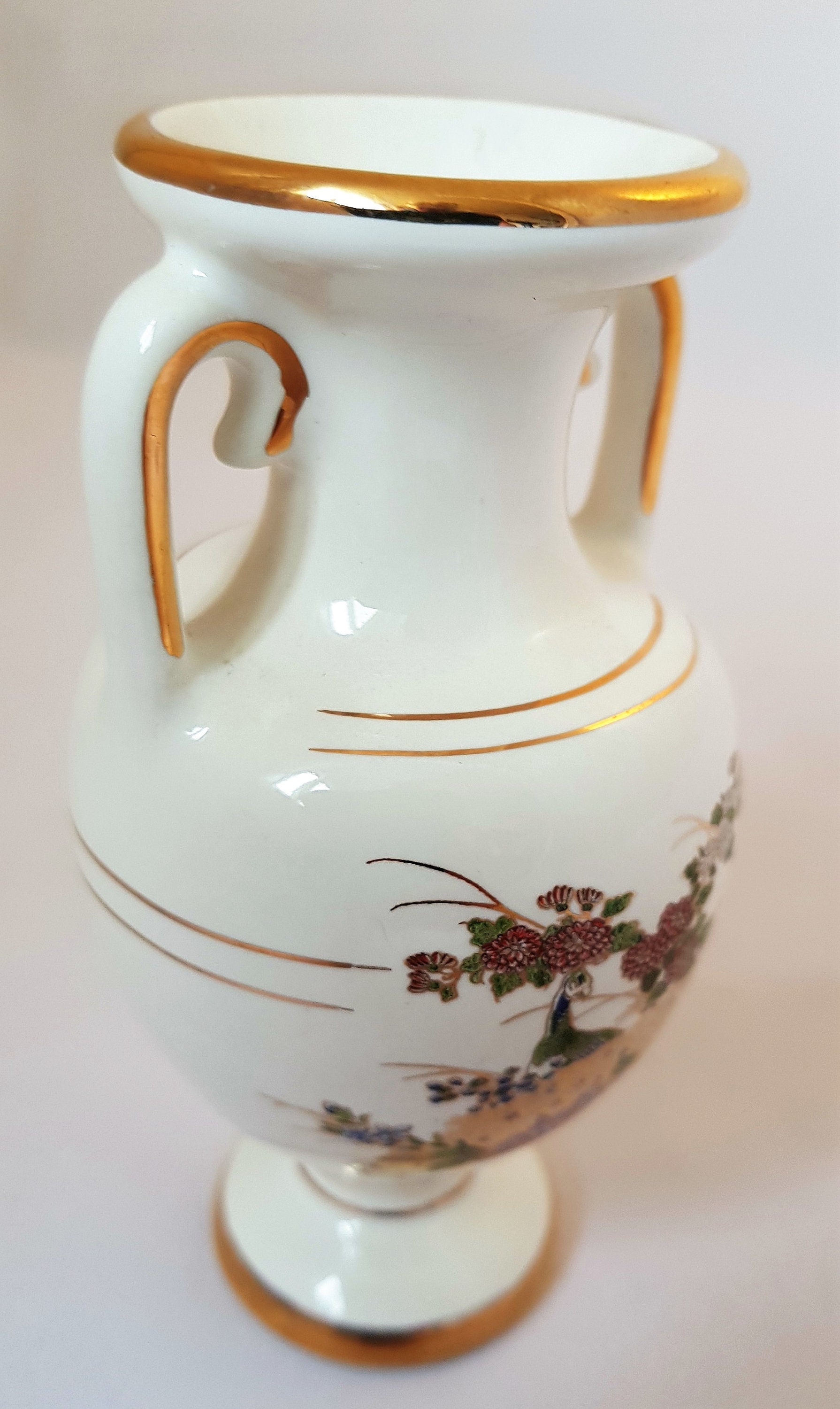 Vintage Collectable Fakiolas 24k Gold Rimmed Greek Urn Vase Etsy