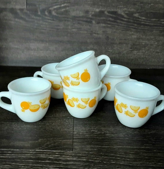 Vintage Espresso Cups Cerve Milk Glass, Retro White Glass Coffee