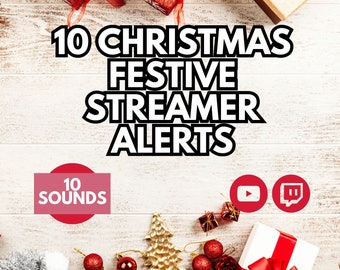 Twitch StreamerAlerts, YouTube Livestreamer Alarms, 10 Sounds, Weihnachtliche Benachrichtigung für Streamer, Santa, Glocken, Festliche Benachrichtigungen