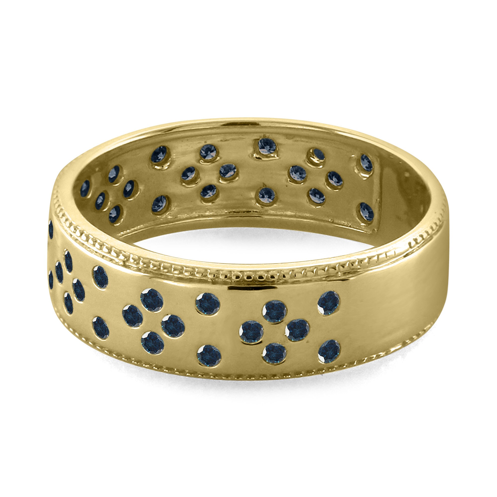 Mens Wedding Ring Natural Blue Diamond Engagement Rings In 14K Etsy