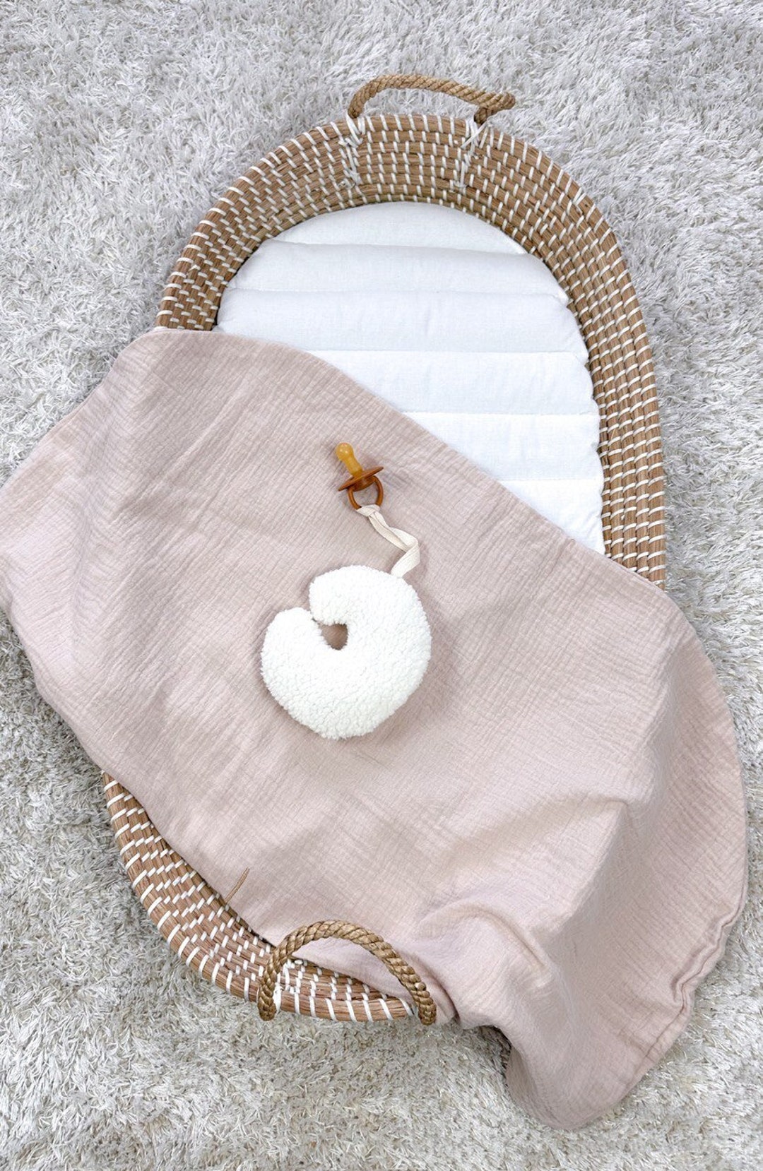 Pacifier Clip , Baby Boucle Sherpa Ivory Moon Pacifier Holder, Gender