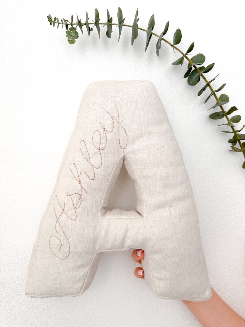 Initial Pillow Linen Letter Pillow Letter Cushion Etsy