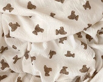 Teddy bear crib sheet , Custom crib sheet , Crib bedding , Baby bedding , Muslin crib sheet , Crib fitted sheet