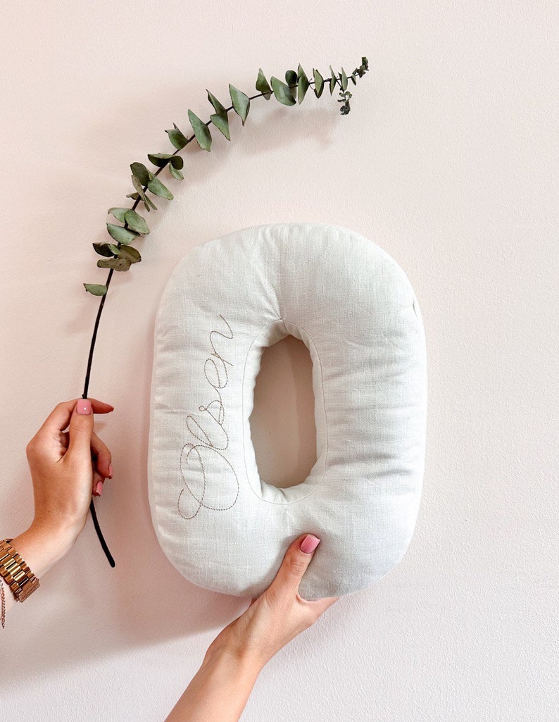 Initial Pillow Linen Letter Pillow Letter Cushion Etsy