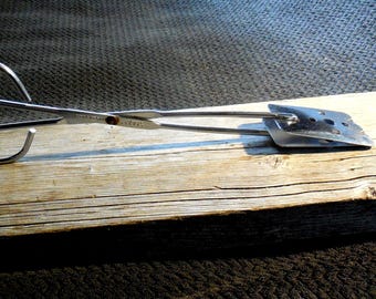 Vintage Chrome Plated Scissor Style Pastry Tongs, 1950s Dessert Server (12.75" long)