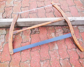 Antique Bow Saw, Refinished Rustic Wall Decor - Hand Made, Primitive Tool - Antique ca. 1900.
