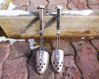 Vintage Metal Shoe Stretchers, Adjustable Shoe Trees, Made in England 1940s