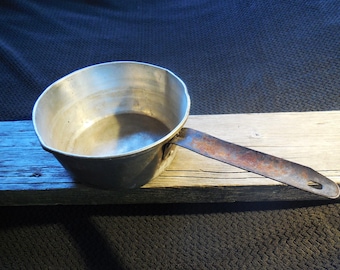 Vintage Aluminum Double Spouted Pan with Wall Hanger, Farmhouse Kitchen Decor - 1950s