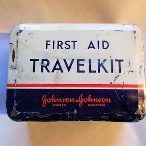 Johnson & Johnson First Aid Travel Kit Tin - Made in Montreal, Canada