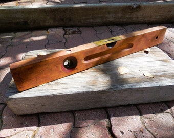 Vintage Stanley Cherry Wood Level, Collectible Carpenter Tool, Made USA
